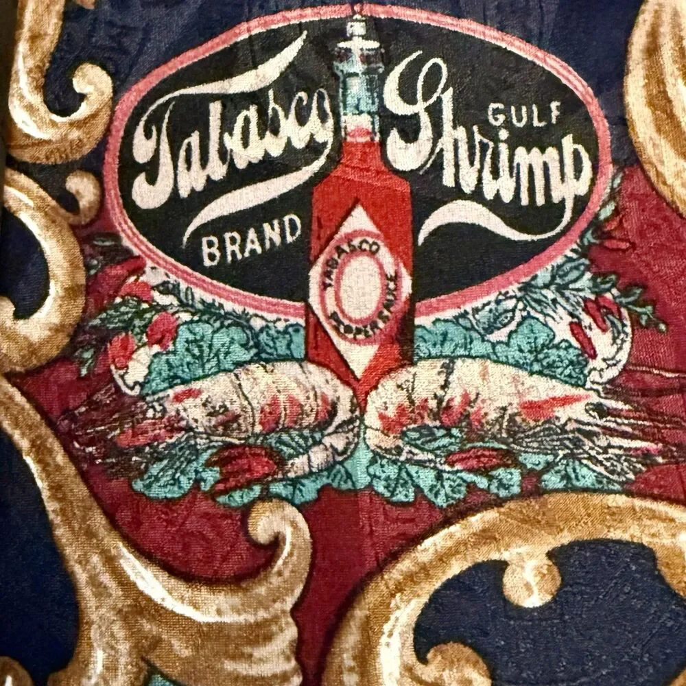 TABASCO Hot Sauce Men's Silk Tie Gold Blues Ocean Seafood Cowboy Novelty 57